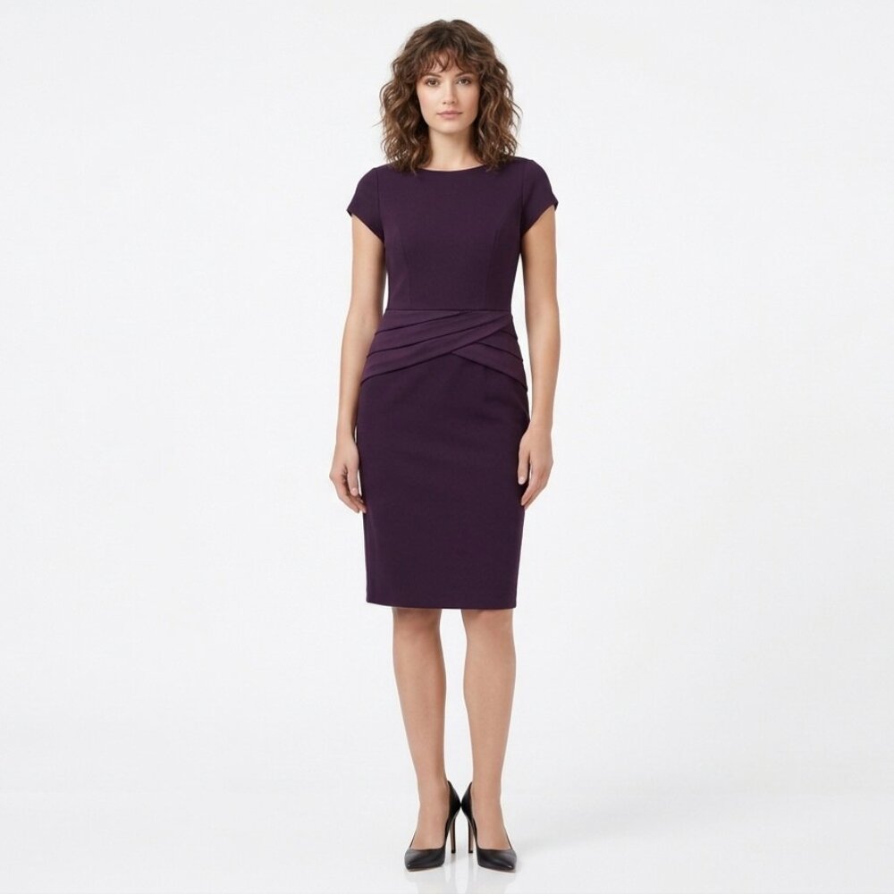 Kasper Purple Sheath Dress with Waist Draping Size 8